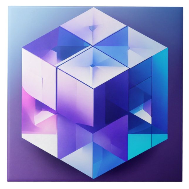 Blå och violett 3D Kakelplatta (Framsidan)