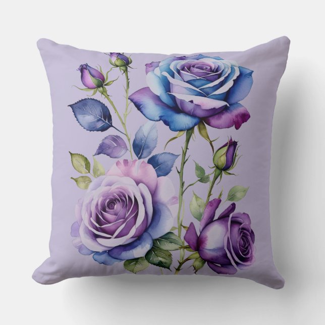 Blå och violett Ro (lila) Kudde (Framsida)