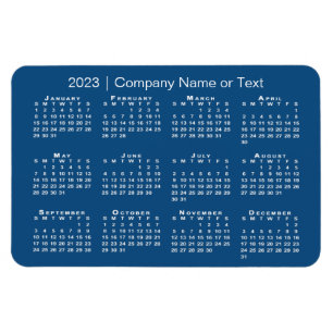 Blå och vit 2023-kalender med Anpassningsbar Text Magnet