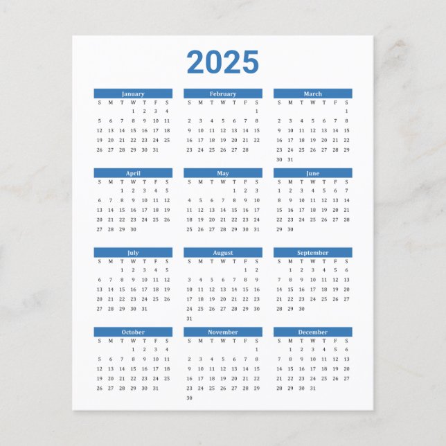 Blå och vit 2025 års kalender Pappra Lakan (Framsida)