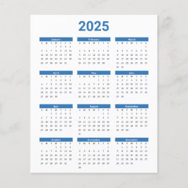 Blå och vit 2025 års kalender Pappra Lakan
