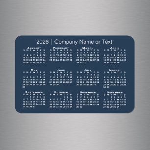 Blå och vit 2026-kalender med Anpassningsbar Magnet