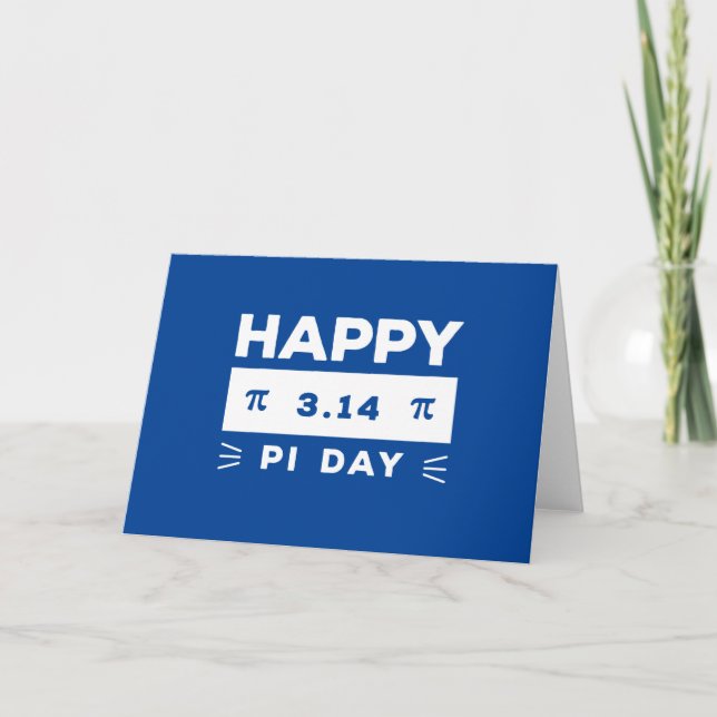 Blå och vit 3,14 Lycklig Pi-dag Kort (Framsida)