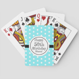 Blå och vit 50:e födelsedagen Polka dots Casinokort