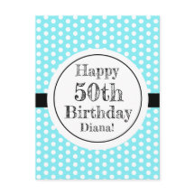 Blå och vit 50:e födelsedagen Polka dots