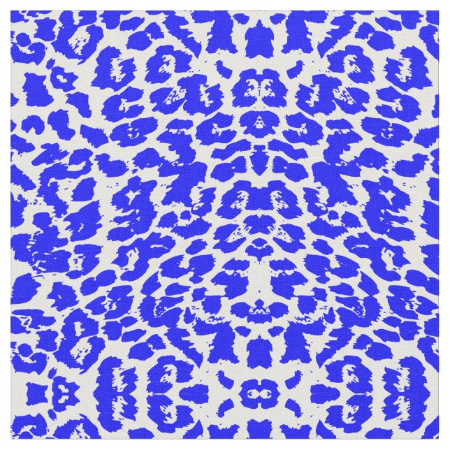 Blå och vit abstrakt djurtryckfläckar tyg (Närbild)