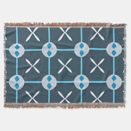 Blå och vit abstrakt geometrisk mönster filt