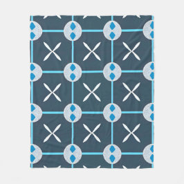 Blå och vit abstrakt geometrisk mönster fleecefilt