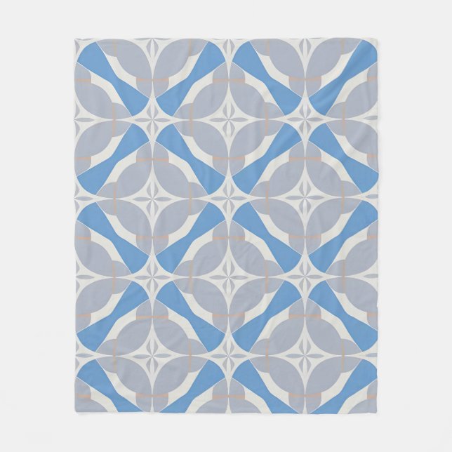 Blå och vit abstrakt geometrisk mönster fleecefilt (Framsidan)
