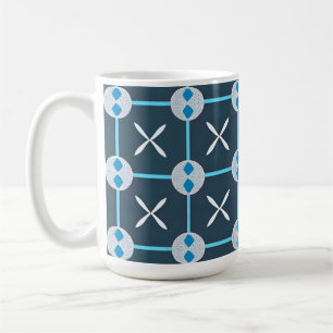 Blå och vit abstrakt geometrisk mönster kaffemugg
