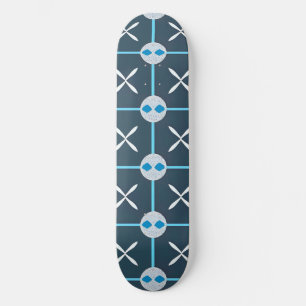 Blå och vit abstrakt geometrisk mönster mini skateboard bräda 18,5 cm
