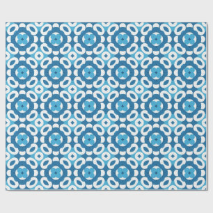 Blå och vit abstrakt geometrisk mönster presentpapper