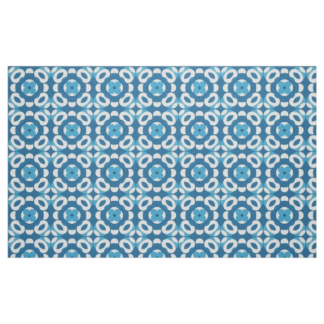 Blå och vit abstrakt geometrisk mönster tyg (Fat Quarter)