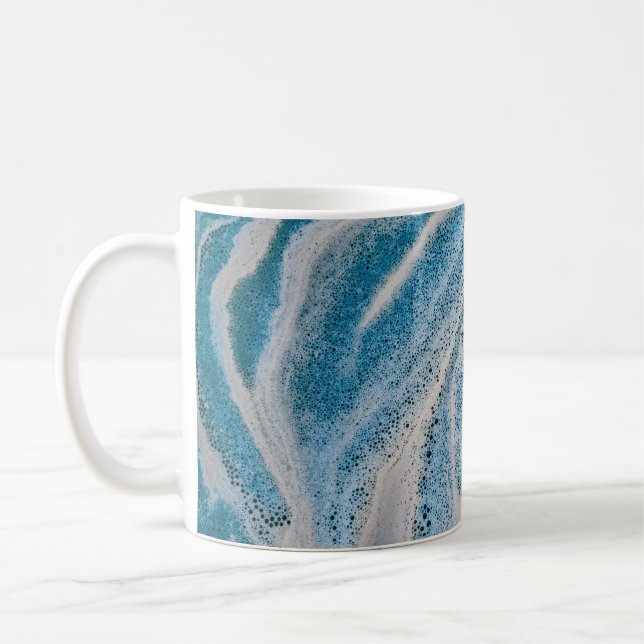 Blå och vit abstrakt kaffemugg (Vänster)