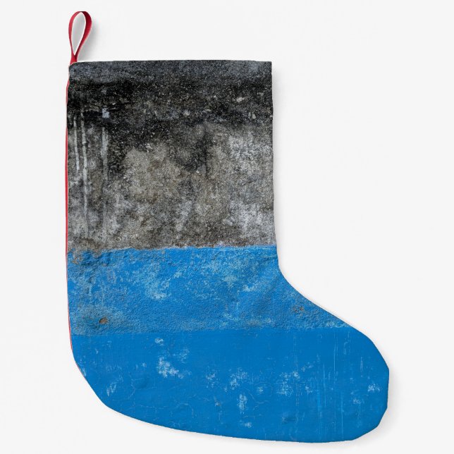 Blå och vit abstrakt liten julstrumpa (Framsidan)