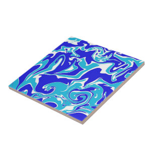 Blå och vit Abstrakt Swirls Marble Mönster  Kakelplatta