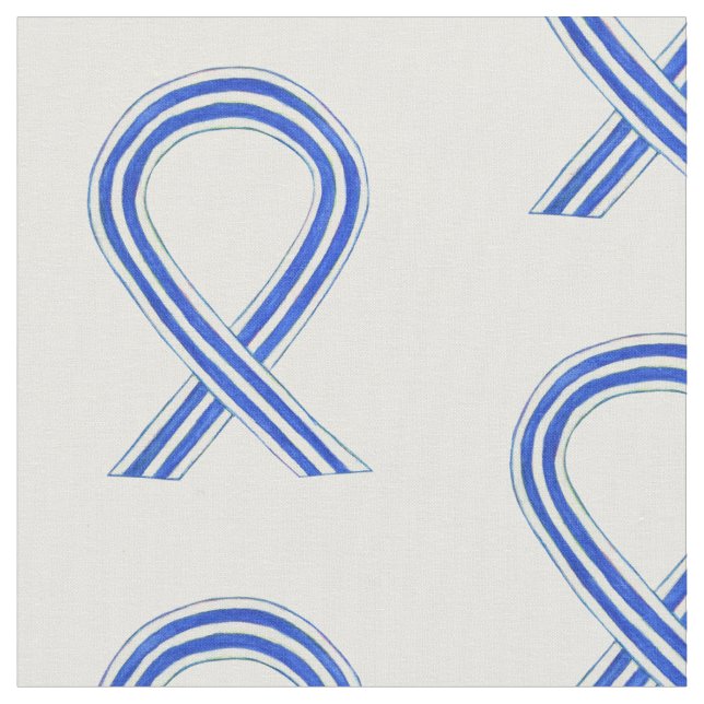 Blå och vit ALS-medvetandegrad Ribbon Anpassningsb Tyg (Närbild)