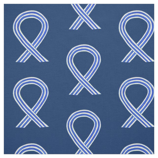 Blå och vit ALS-medvetandegrad Ribbon Anpassningsb Tyg (Provkarta)