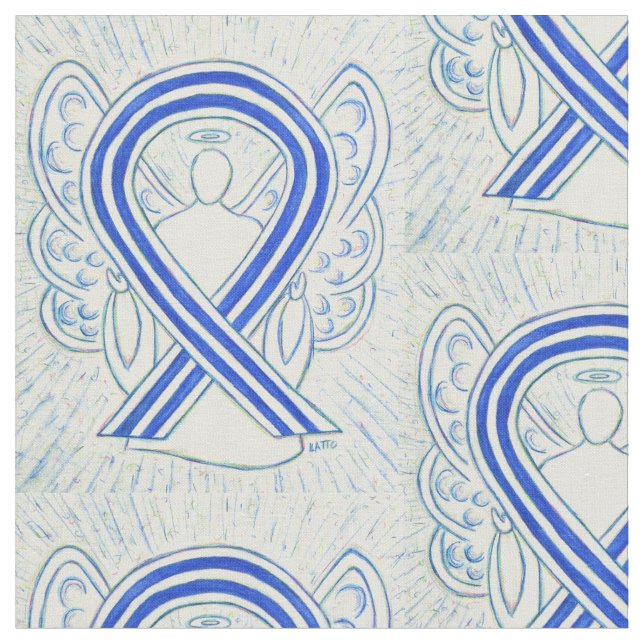 Blå och vit ALS-medvetandegrad Ribbon Anpassningsb Tyg (Närbild)