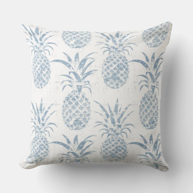 Blå och vit ananas Dekorativ kudde (Framsida)