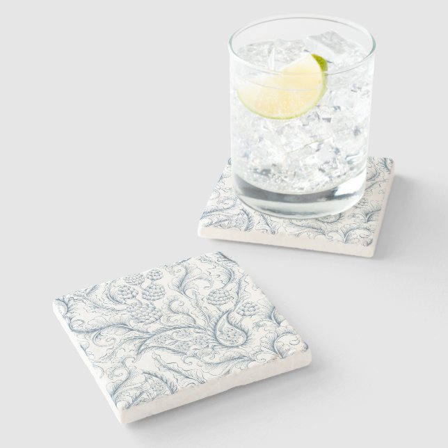 Blå och vit ananas Paradise Stenunderlägg (Sidan)