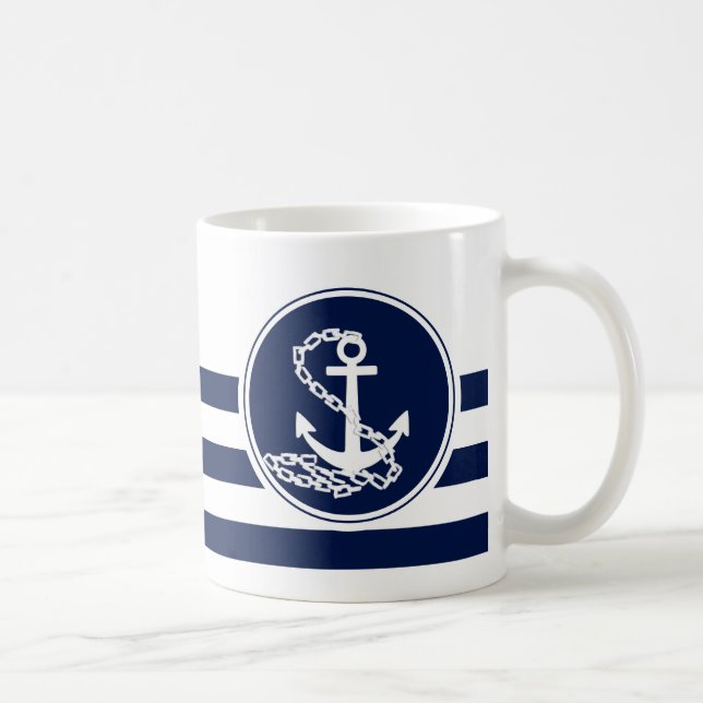 Blå och vit ankor från Nautical Stil, sjöman Kaffemugg (Höger)