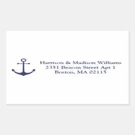 Blå och vit anpassningsbar för nautisk ankarpunkt rektangulärt klistermärke