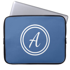 Blå och vit Anpassningsbar, Monogram Laptop sleeve