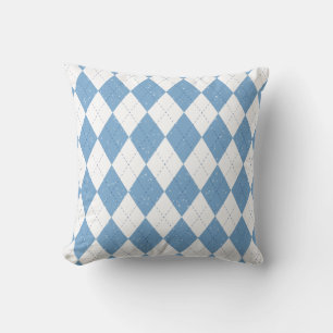 Blå och vit Argyle-diamantmönster Kudde