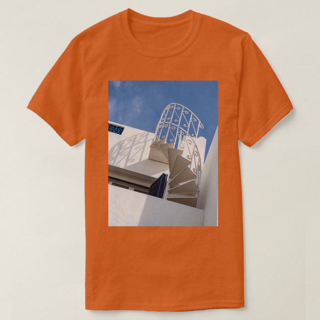 Blå och vit arkitektur Spiral och Linjer under t Shirt (Design framsida)