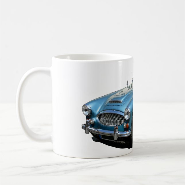 Blå och vit Austin Healey 3000 sportbil Kaffemugg (Vänster)