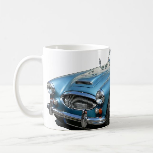 Blå och vit Austin Healey 3000 sportbil Kaffemugg (Vänster)