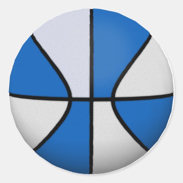 Blå och vit basket: runt klistermärke (Framsida)
