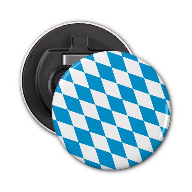 Blå och vit bavaria Diamond Flagga Mönster Flasköppnare (Framsidan)