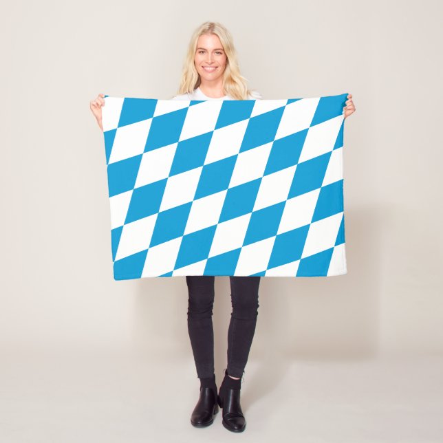 Blå och vit bavaria Diamond Flagga Mönster Fleecefilt (På plats)