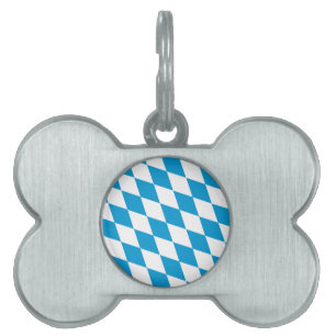 Blå och vit bavaria Diamond Flagga Mönster ID-bricka Husdjur
