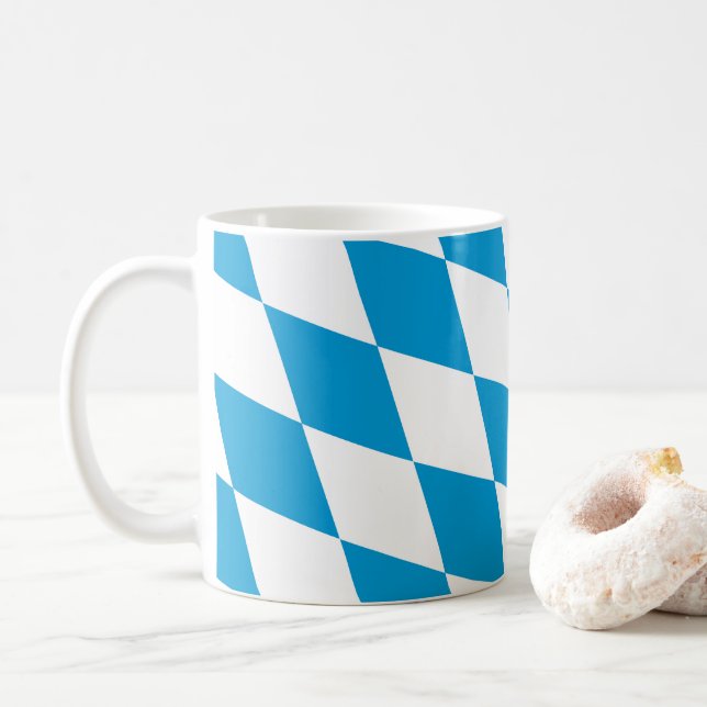 Blå och vit bavaria Diamond Flagga Mönster Kaffemugg (Med munk)