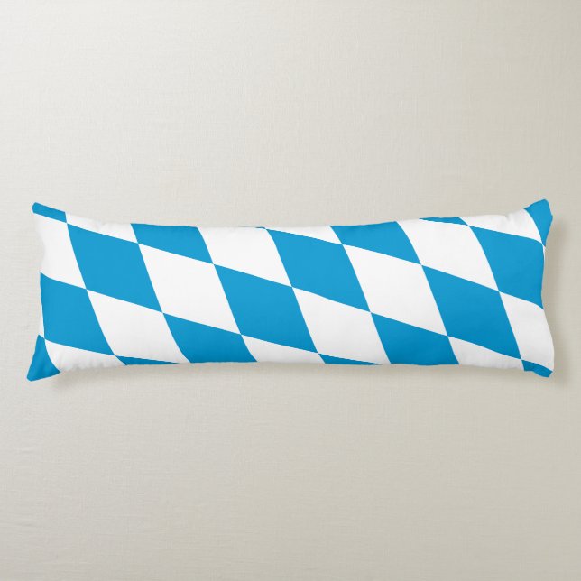 Blå och vit bavaria Diamond Flagga Mönster Kroppskudde (Framsidan)