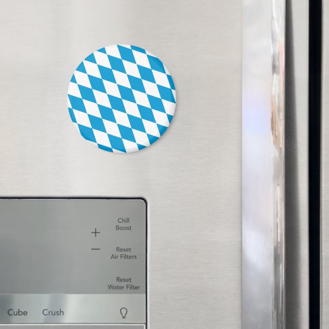 Blå och vit bavaria Diamond Flagga Mönster Magnet (In Situ (Fridge))