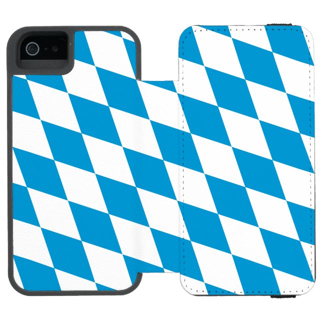 Blå och vit Bayern diamantflaggmönster Incipio iPhone Wallet Skal (Folio Öppen)