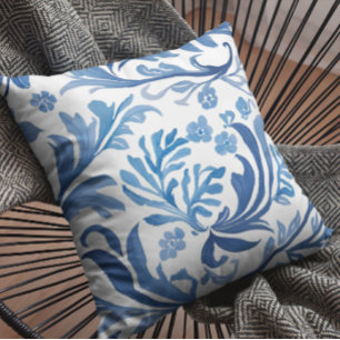 Blå och vit blomdesign Chinoiserie-mönster Kudde