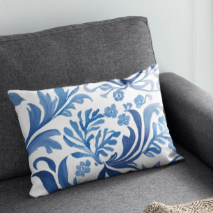 Blå och vit blomdesign Chinoiserie-mönster Prydnadskudde
