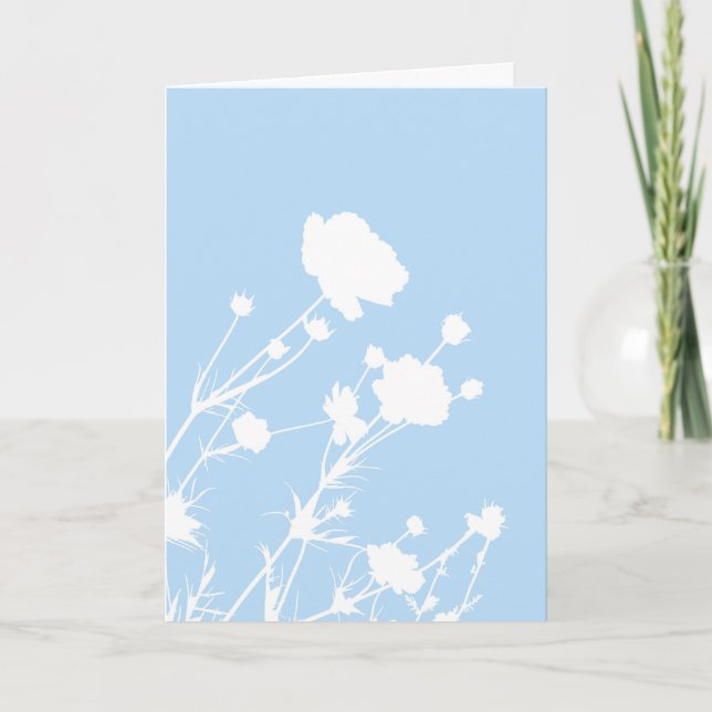 Blå och vit blomkort kort (Framsida)