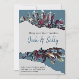 Blå och vit blommigt bröllop inbjudningar