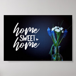 Blå och vit Blommigt - hemsöt Poster