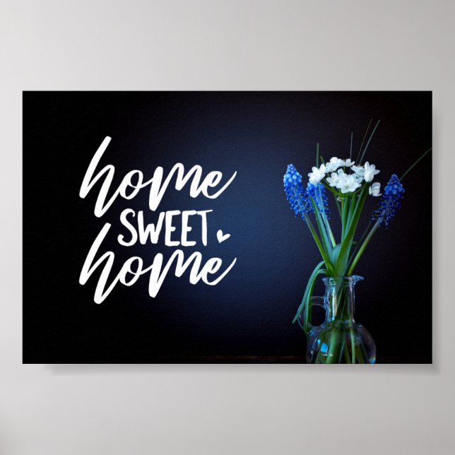 Blå och vit Blommigt - hemsöt Poster (Framsidan)