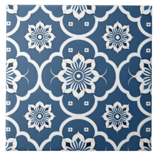 Blå och vit blommigt Mosaic mönster Kakelplatta