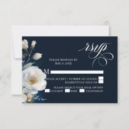 Blå och vit Blommigt Peony Bröllop Design OSA Kort