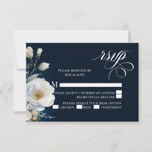 Blå och vit Blommigt Peony Bröllop Design OSA Kort