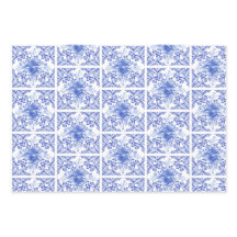 Blå och vit Blommigt Tea Pot med fåglar